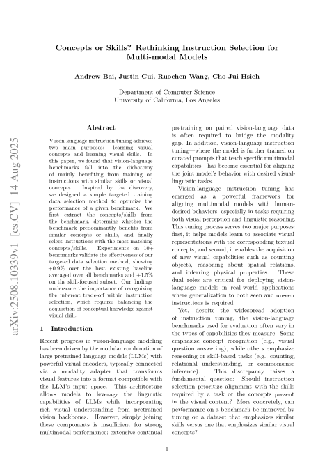 Concepts or Skills? Rethinking Instruction Selection for Multi-modal Models thumbnail