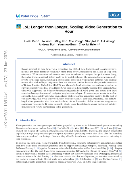 LoL: Longer than Longer, Scaling Video Generation to Hour thumbnail