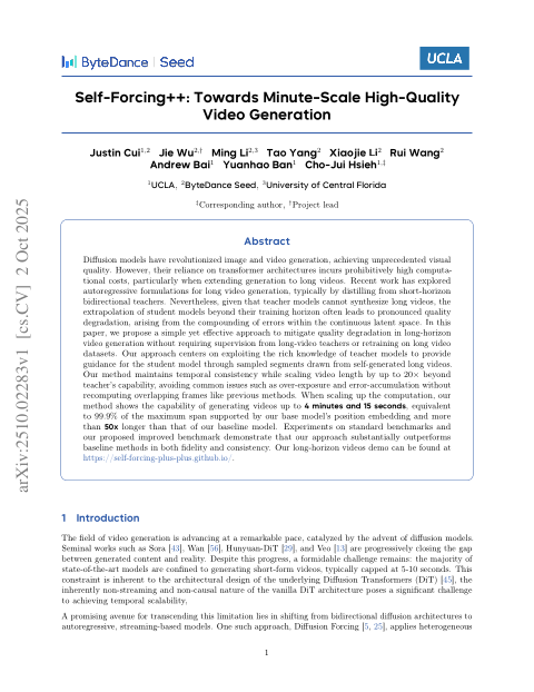 Self-Forcing++: Towards Minute-Scale High-Quality Video Generation thumbnail