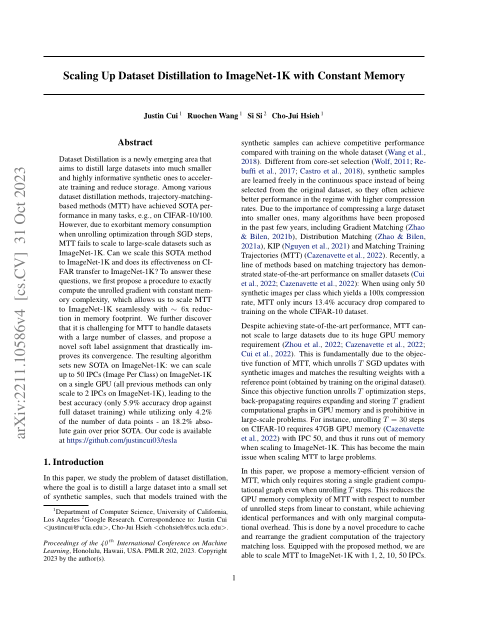 Scaling Up Dataset Distillation to ImageNet-1K with Constant Memory thumbnail